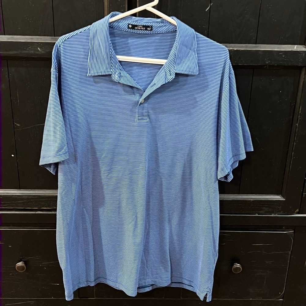 Member's Mark Striped Cotton Polo Blue Men's Size XL Casual Golf Preppy